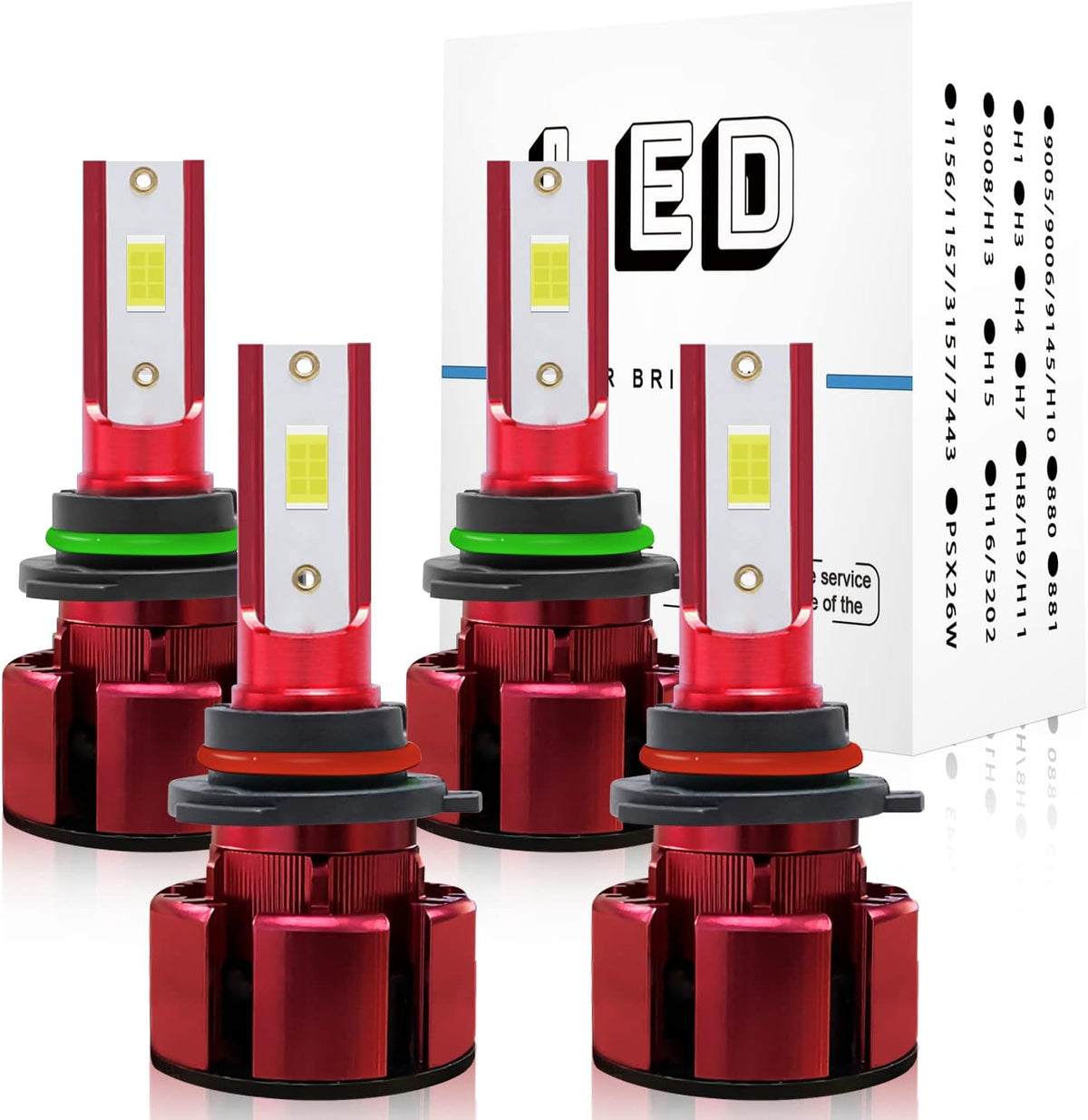9005/HB3 High Beam + H11 Low Beam LED Headlight Bulbs Pack of 4 P78196