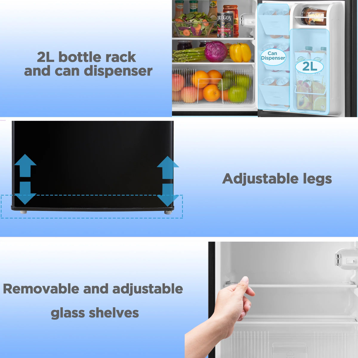 Black 3.2 Cu ft Two Door Mini Fridge with Freezer Y627
