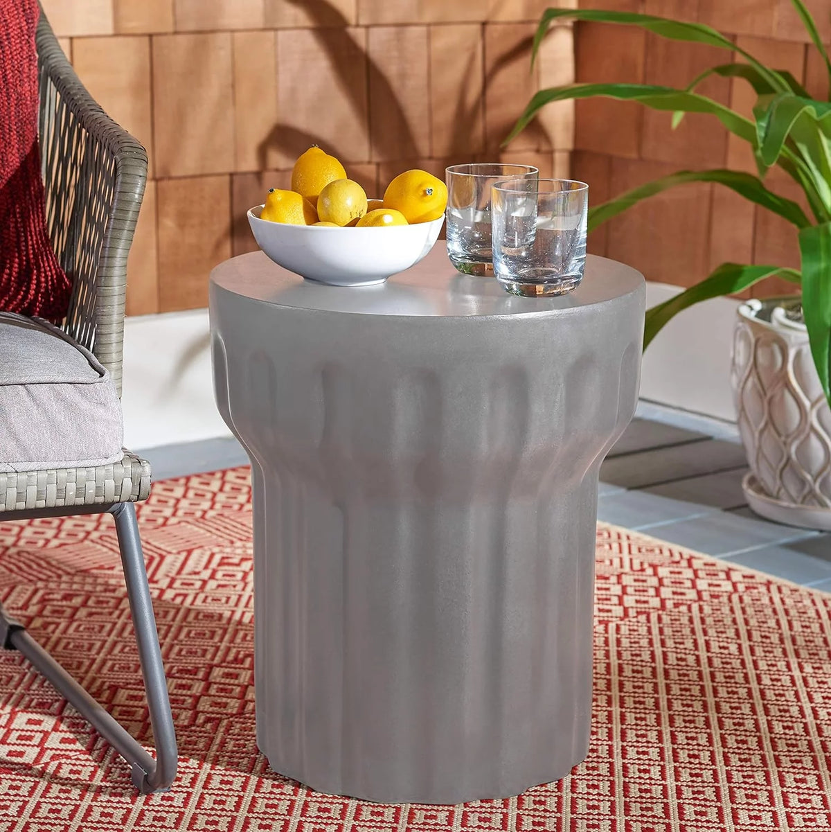Dark Grey Concrete Round Accent Table N196