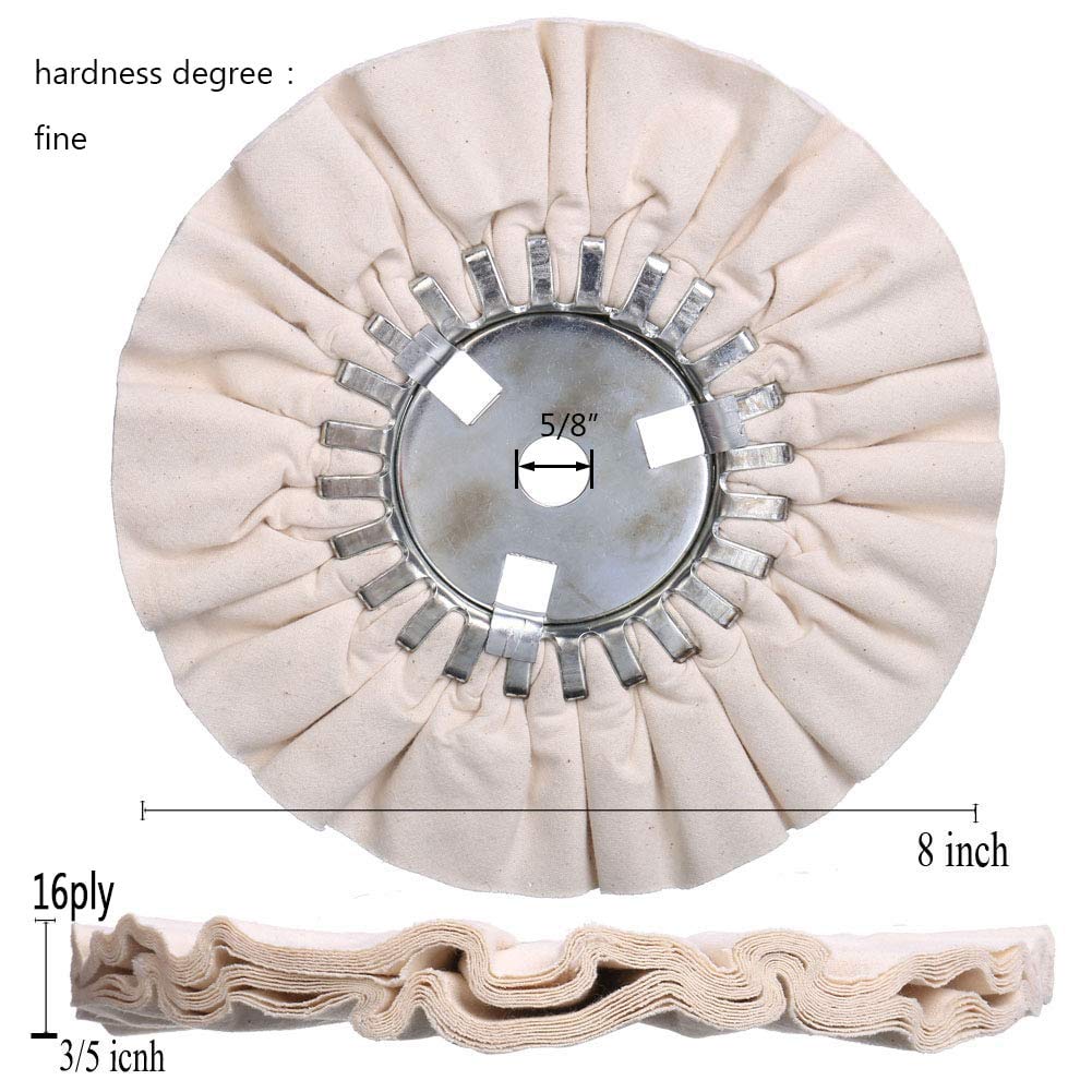 Airway Buffing Wheel Kit 7 PCs, 8" Diameter, 5/8" Arbor Hole, 16 Ply C758850