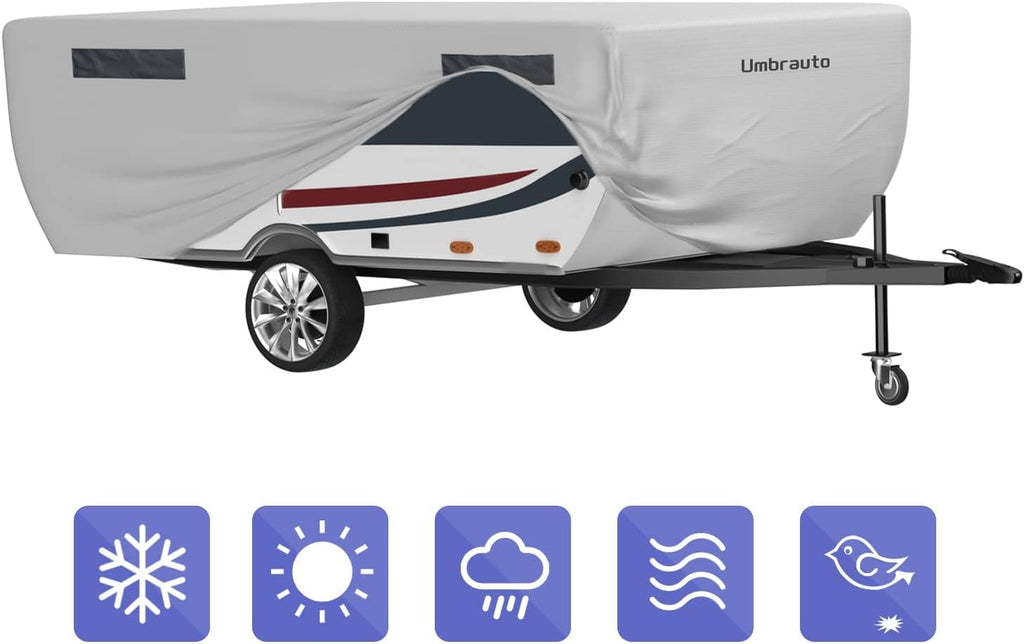 Gray Waterproof Polypropylene Pop Up Camper Cover for 12' - 14' Trailers C4885