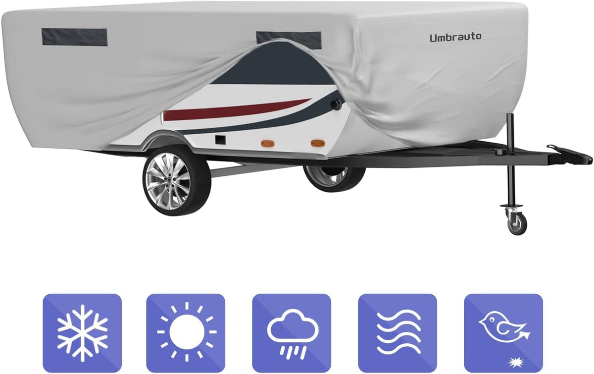 Gray Waterproof Polypropylene Pop Up Camper Cover for 12' - 14' Trailers C4885