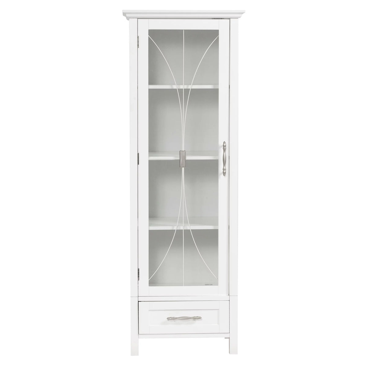 White Wooden Linen Cabinet with Drawer E286108