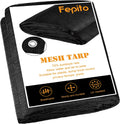 70% Heavy-Duty Mesh Tarp 8ftx16ft Black Shade Cloth Pack of 2 K789785