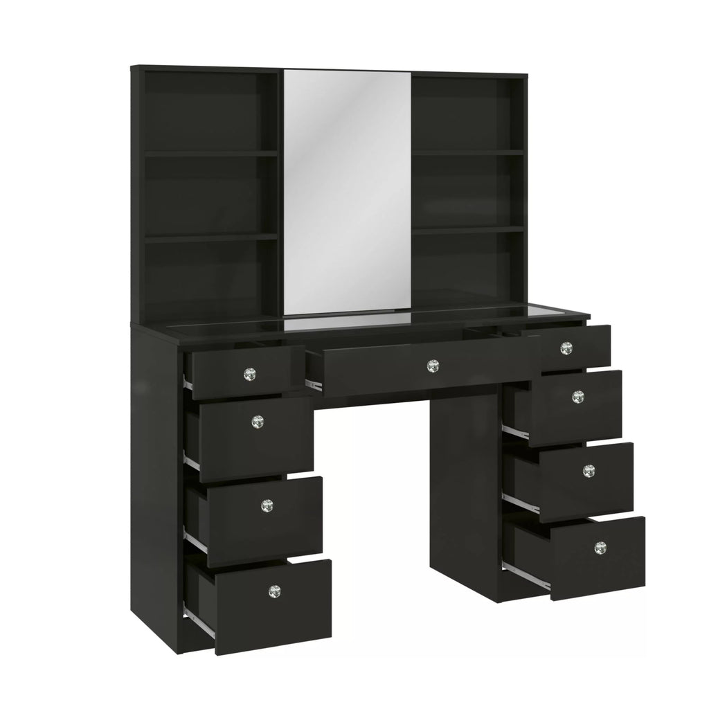 Black Painted Vanity Table with Crystal Knobs S32098