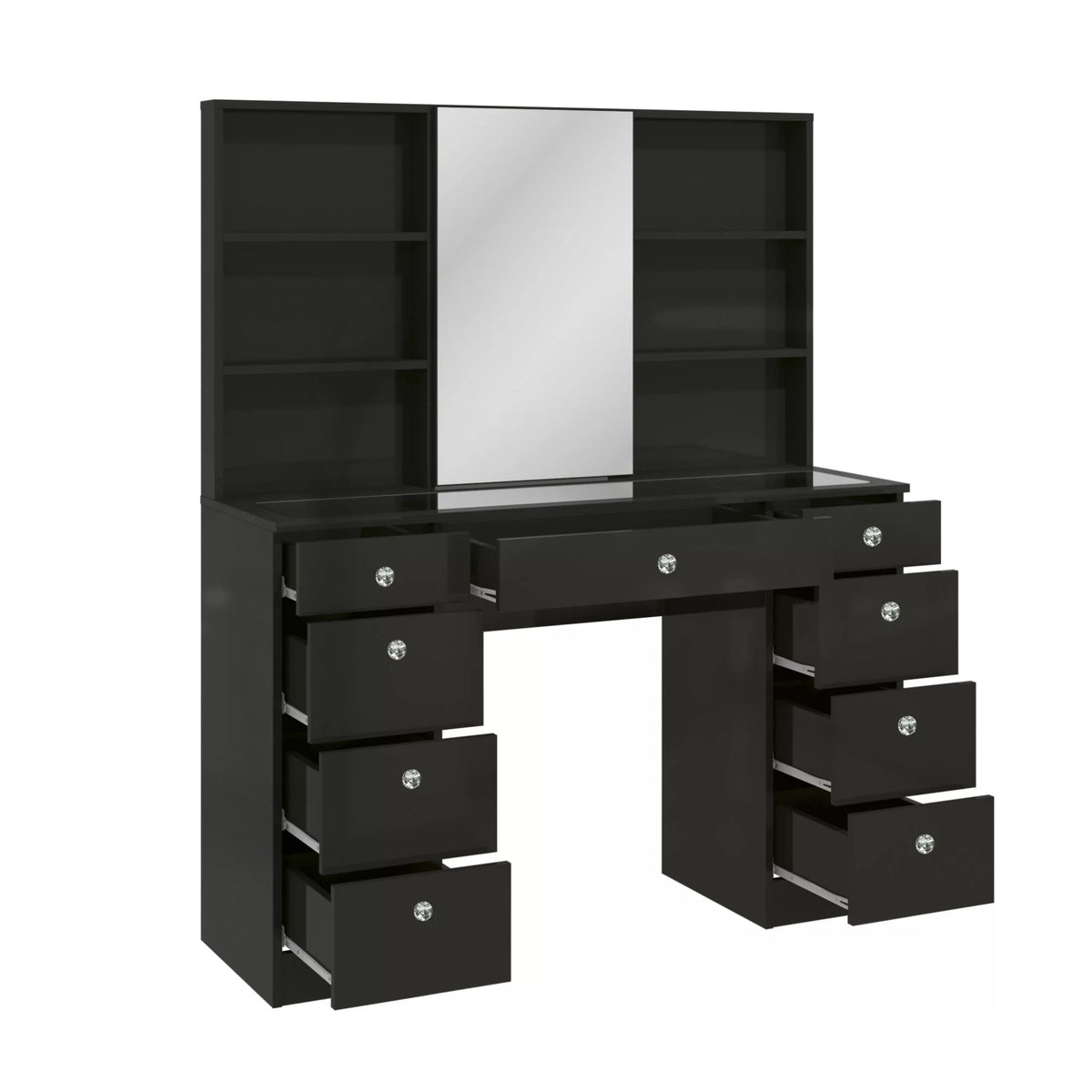 Black Painted Vanity Table with Crystal Knobs S32098