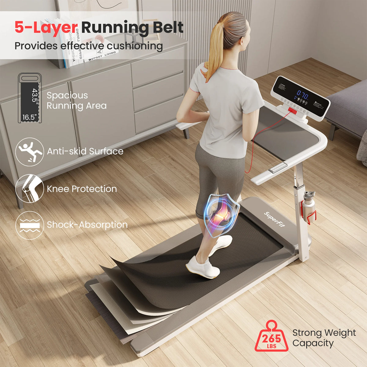 Folding Treadmill Adjustable Height Black Y908