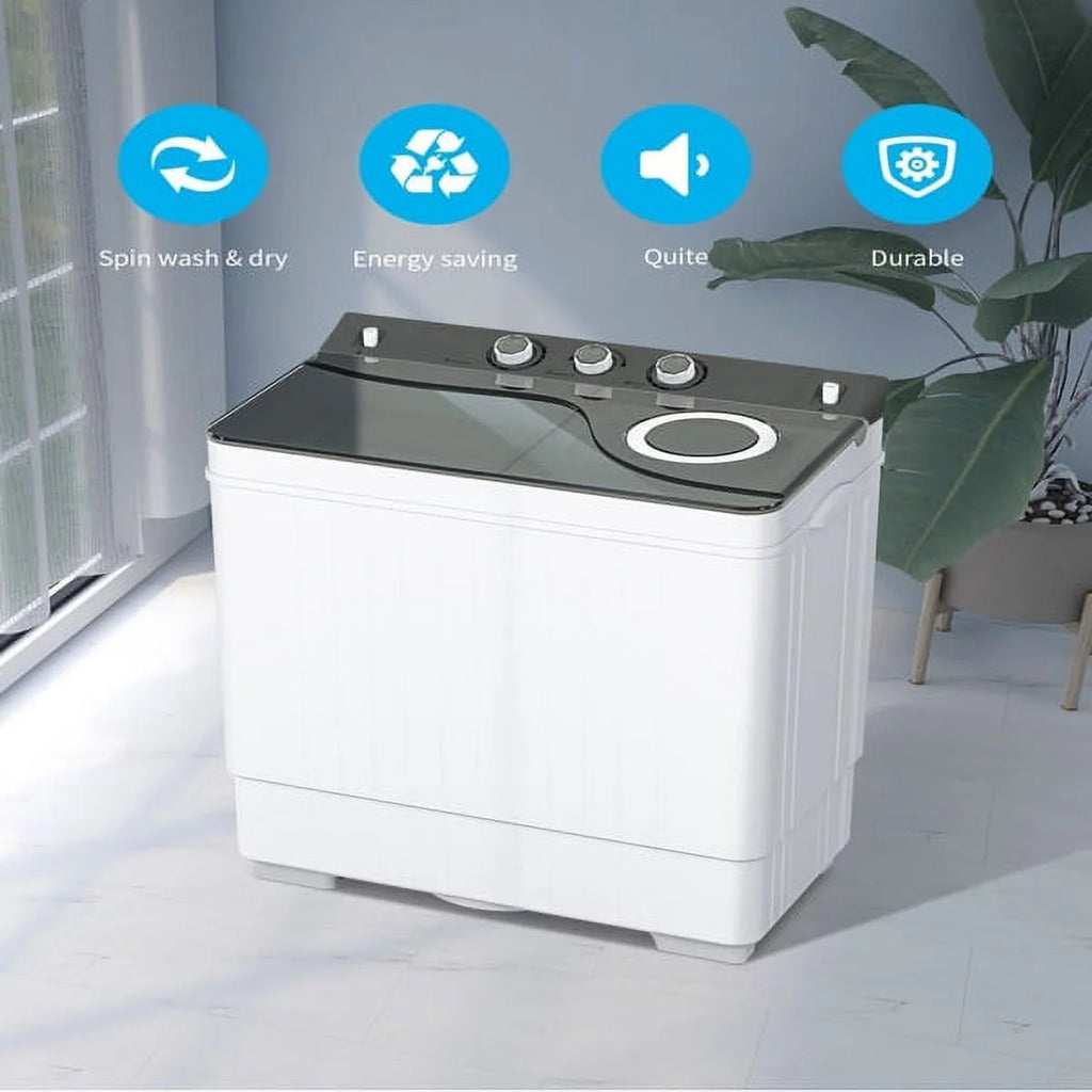 Semi-automatic Twin Tub Washing Machine, 26Lbs, White & Grey P47464