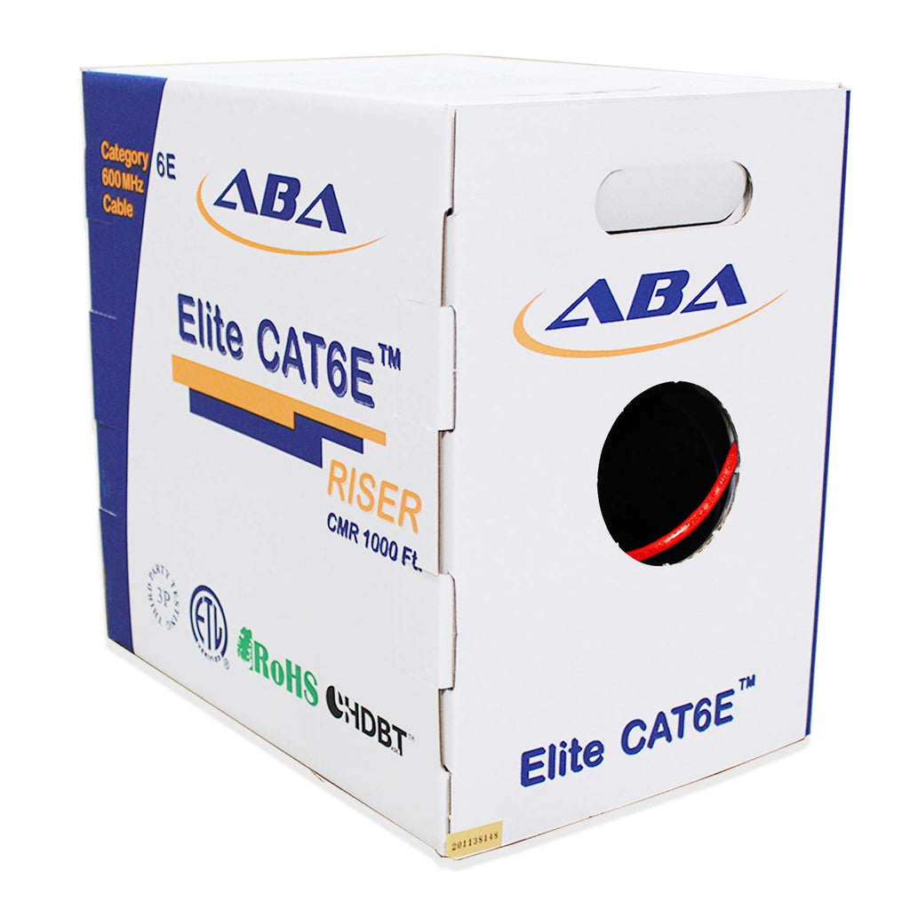 Cat6 CMR Riser Ethernet Cable 1000ft, 24AWG, Solid Bare Copper, 600MHz, Bulk LAN Cable D80193