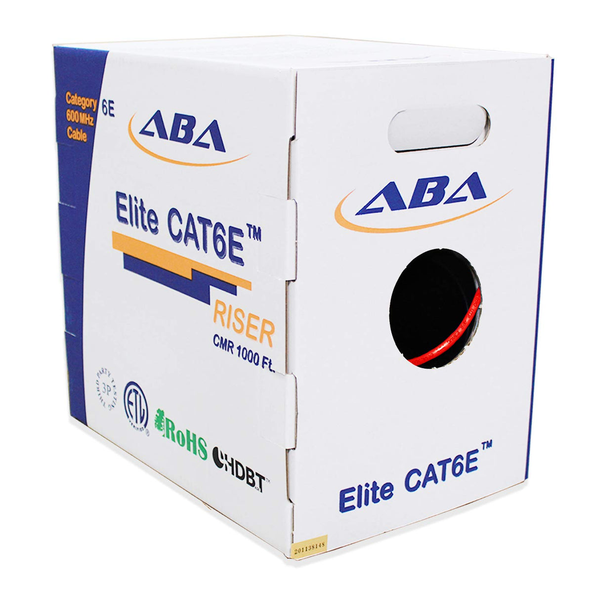 Cat6 CMR Riser Ethernet Cable 1000ft, 24AWG, Solid Bare Copper, 600MHz, Bulk LAN Cable D80193
