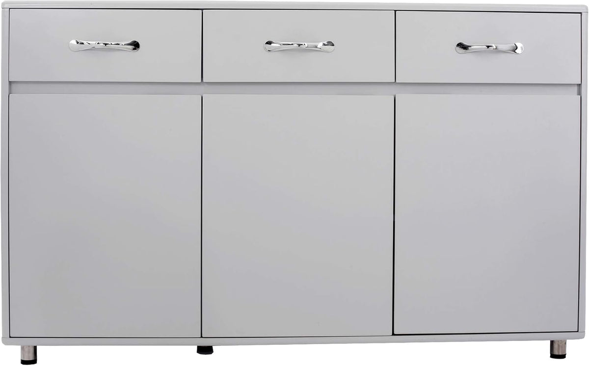 Grey 3-Drawer Storage Cabinet with Doors and Compartments M39809
