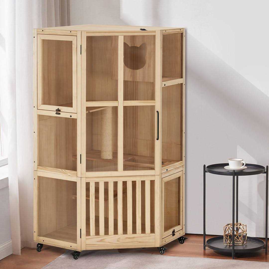 Large Corner Cat House with Scratching Post H73956