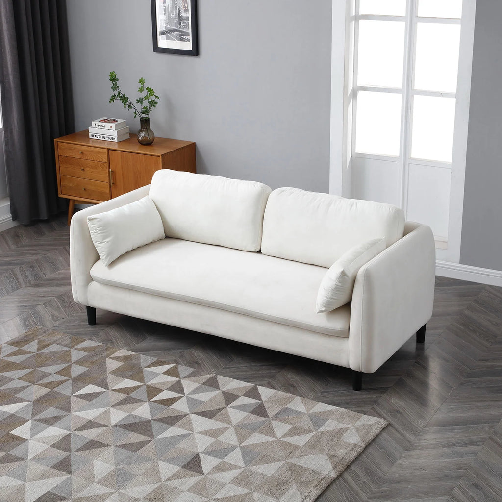 Beige 2-Seat Upholstered Loveseat Sofa Q82154