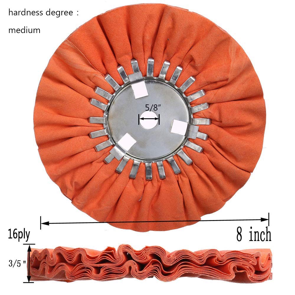 Airway Buffing Wheel Kit 7 PCs, 8" Diameter, 5/8" Arbor Hole, 16 Ply C758850