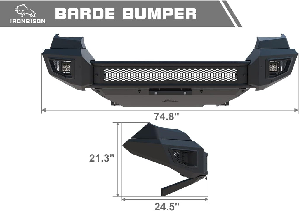Black Textured Front Bumper Bull Bar with 2 LED Fog Light P18244