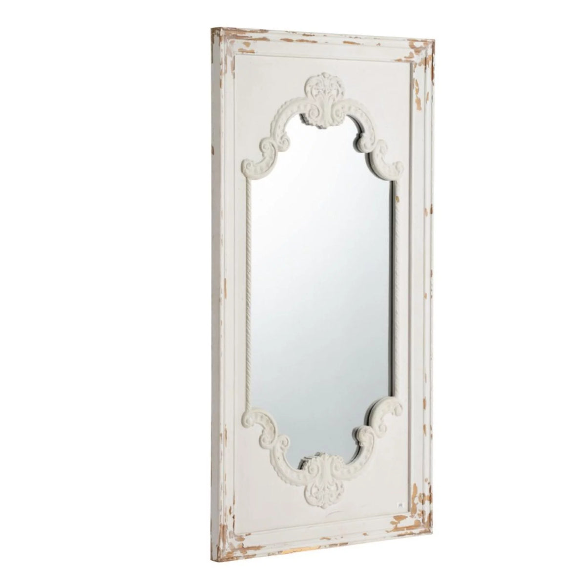 White Antique Style Large Rectangular Wall Mirror N268656