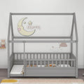 Full Size Wooden Floor Bed with House Roof Frame H60066