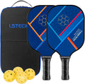 Blue Fiberglass Composite Pickleball Paddle Set of 2 with 4 Balls and Bag T41858