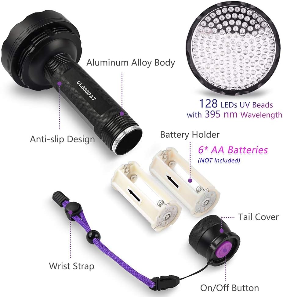 128 LED UV Flashlight, Pack of 2 P8274