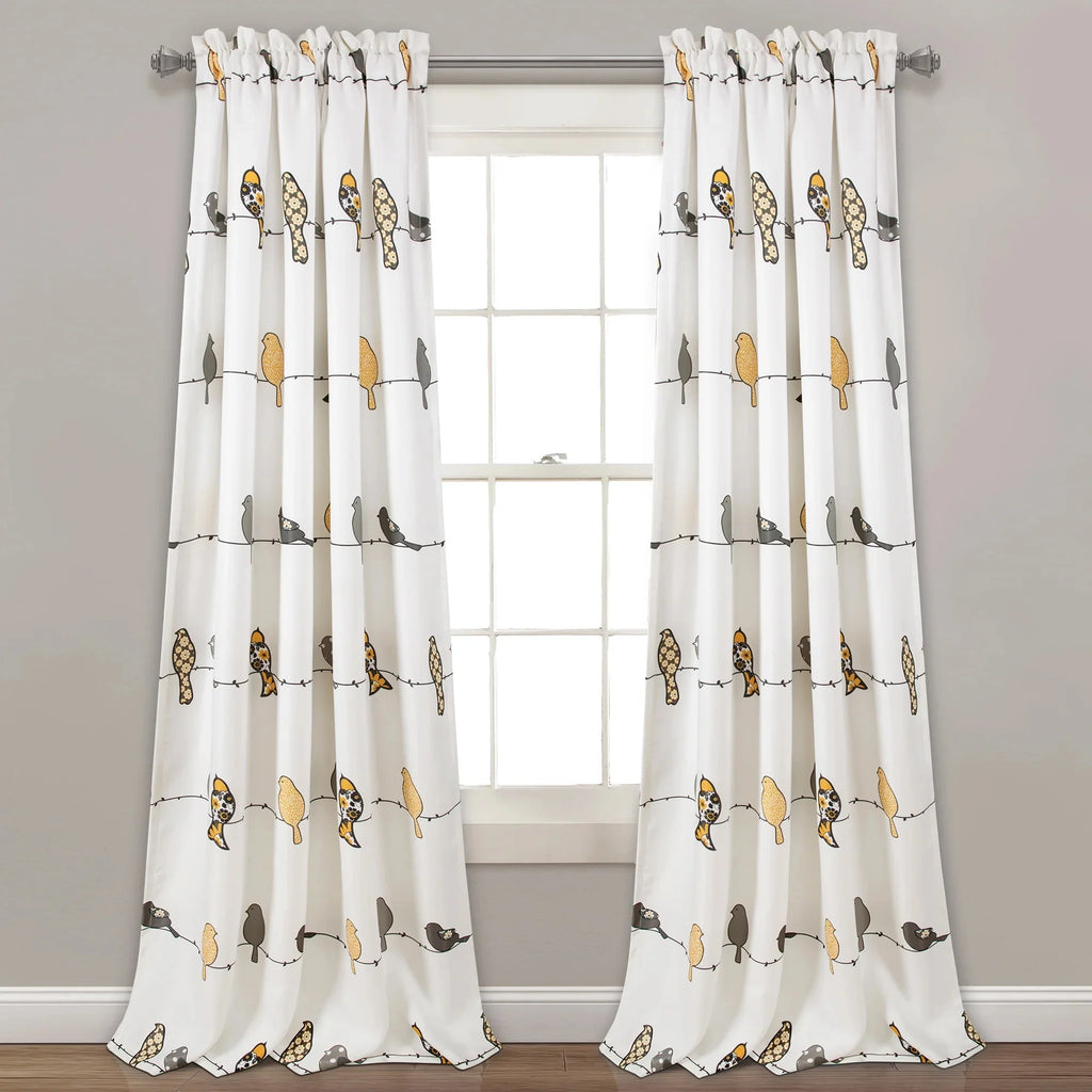 Yellow Animal Print Room Darkening Window Panel T6662
