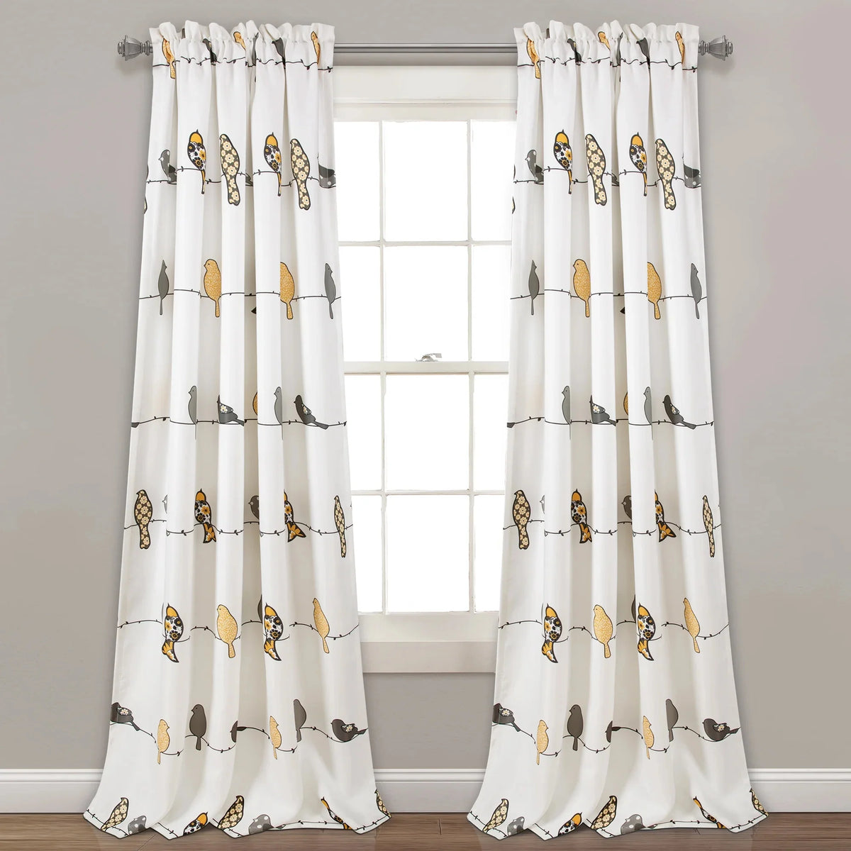 Yellow Animal Print Room Darkening Window Panel T6662