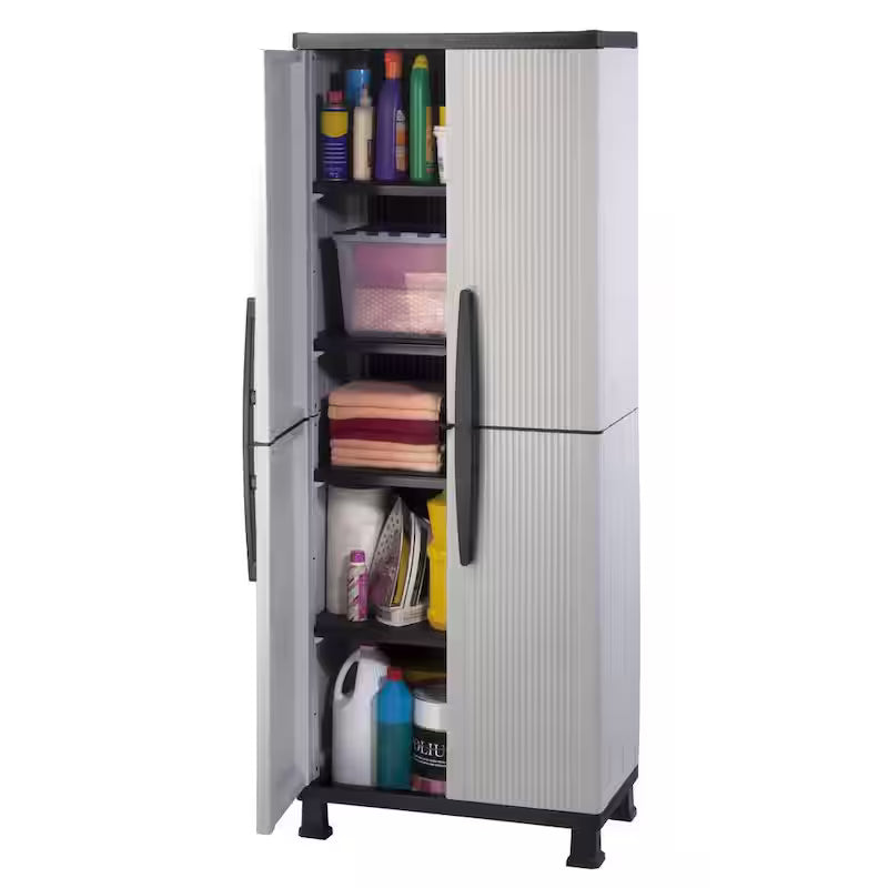 Gray Plastic Freestanding Garage Cabinet P73151