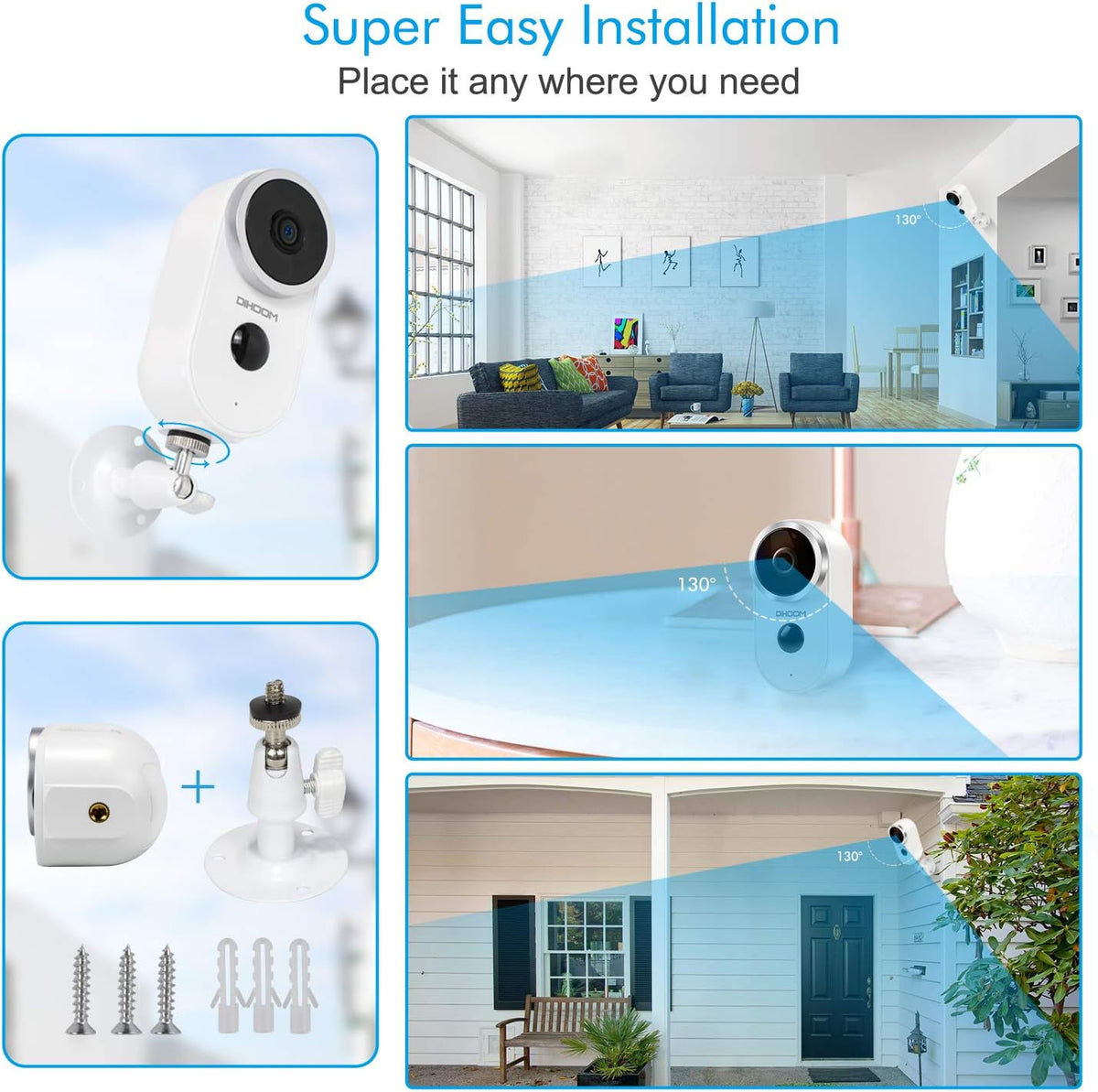 Outdoor Solar Security Camera Wireless 1080P Rechargeable Battery Powered WiFi Camera 2 Way Audio HD Video Wirefree IP Camera Motion Alarm Home Surveillance Camera System L537127