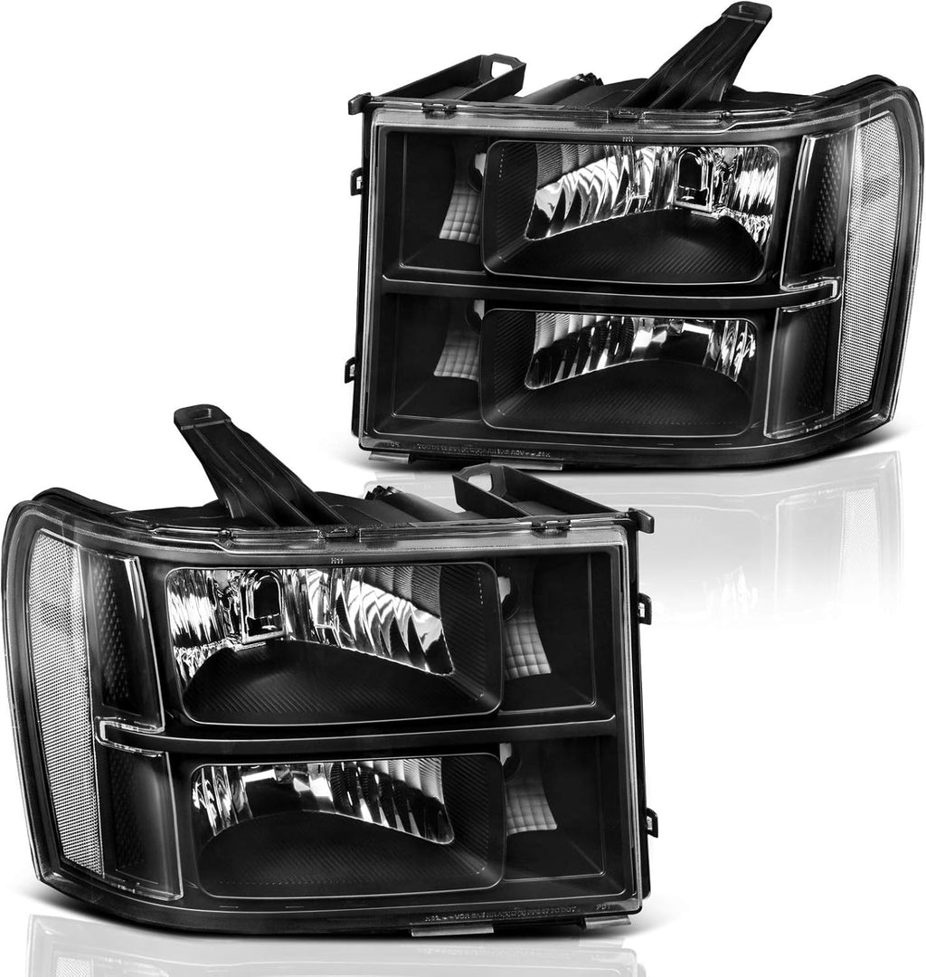 Black Housing Clear Reflector Headlight Assembly W754