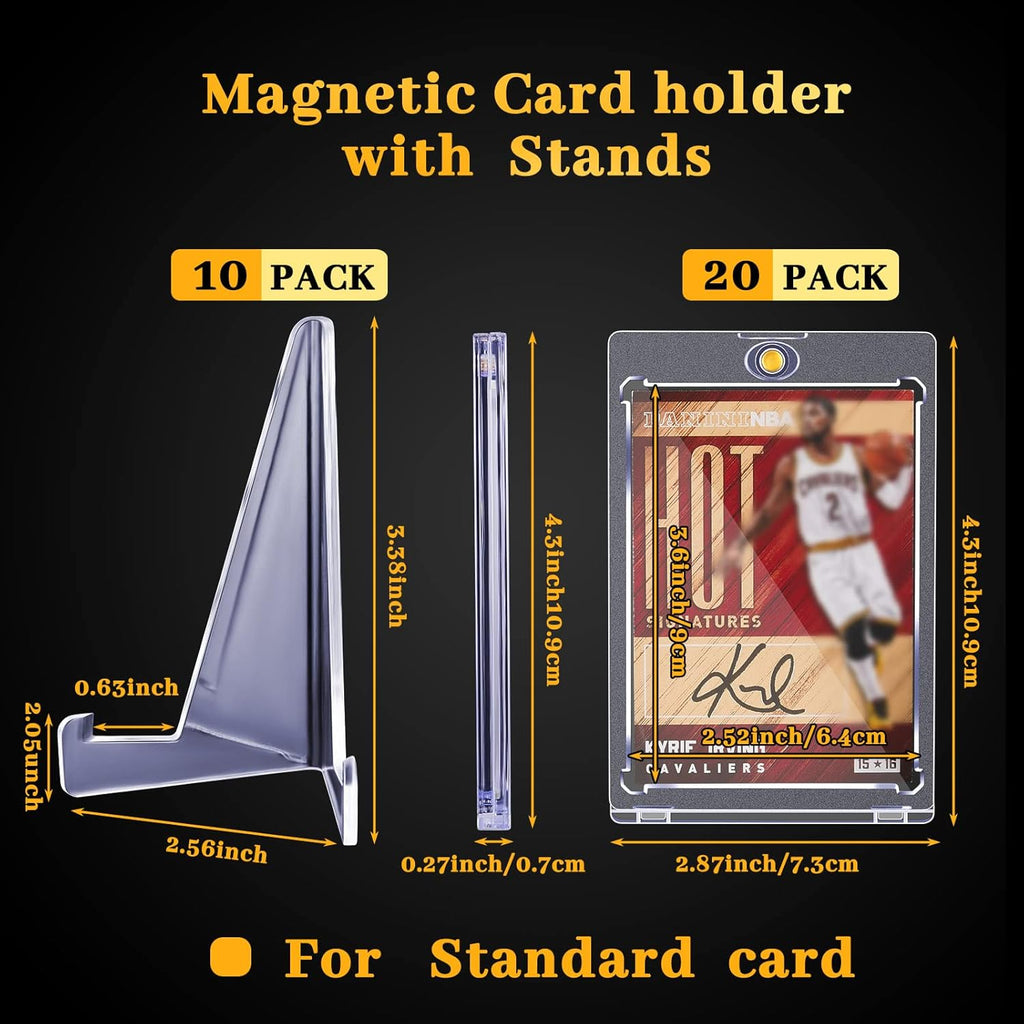 20 Pieces Magnetic Card Holders with 10 Packs Clear Acrylic Stands 35 Pt Clear Trading Cards Cases Protectors R623