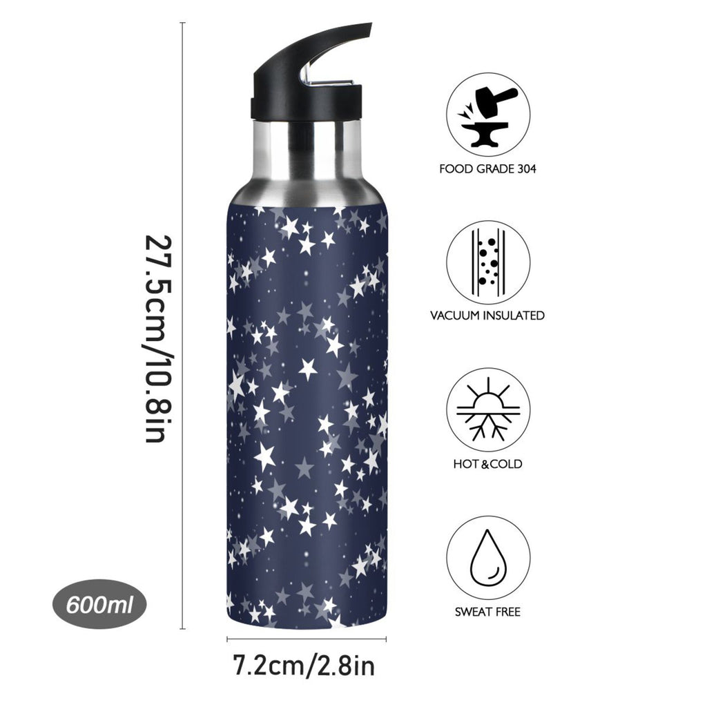 Navy Stainless Steel Insulated Water Bottle with Straw Lid Q2094