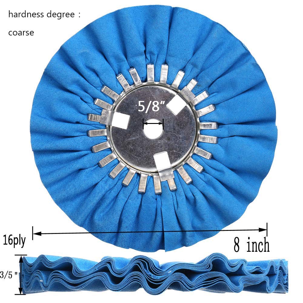 Airway Buffing Wheel Kit 7 PCs, 8" Diameter, 5/8" Arbor Hole, 16 Ply C758850
