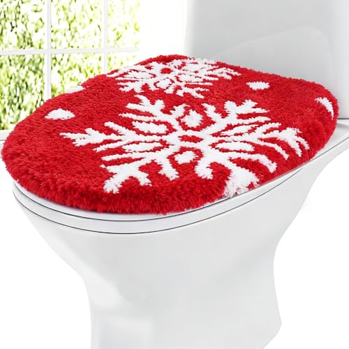 Red White Snowflake Toilet Seat Cover X209959