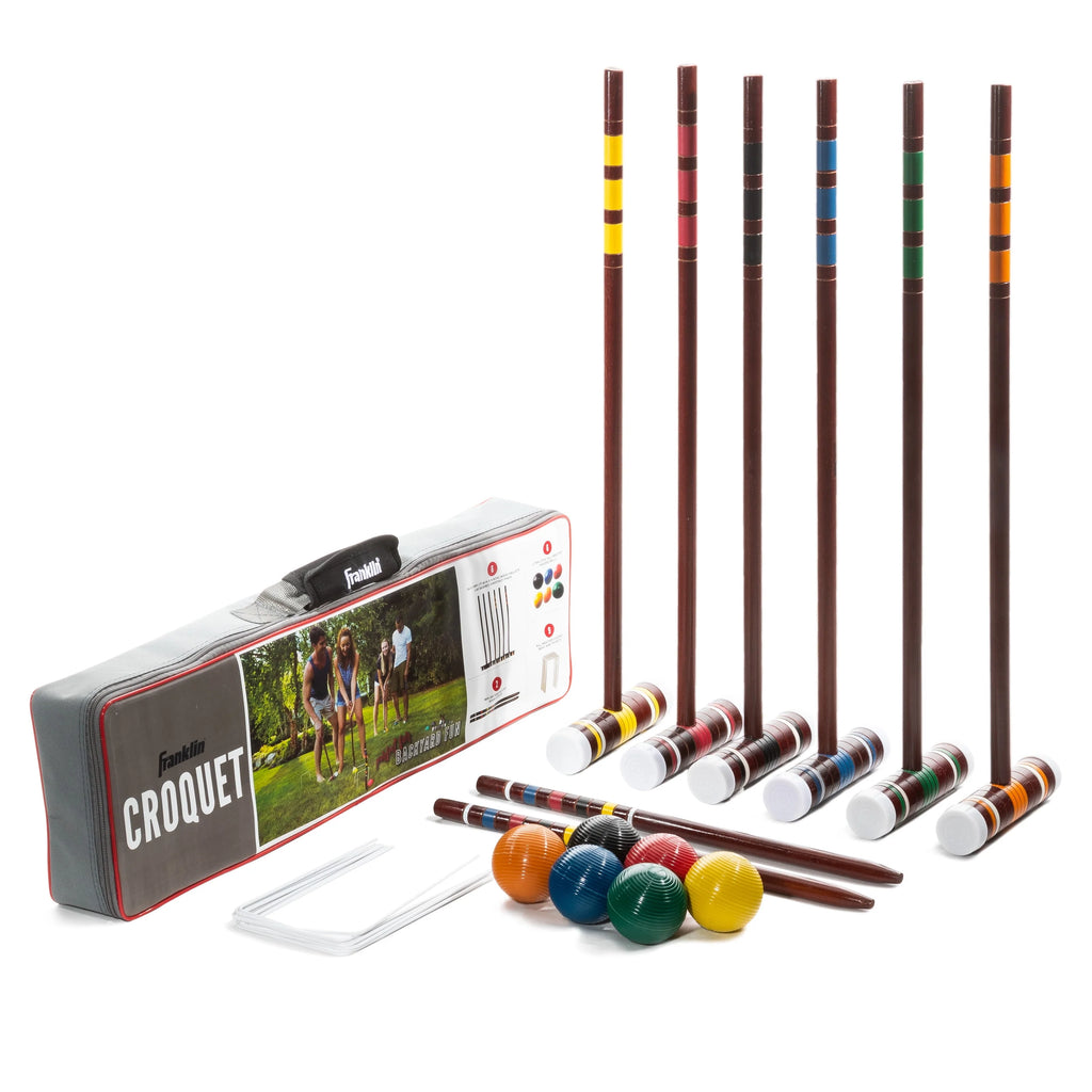 6 Croquet Wood Mallets and All Weather Balls Set U9780