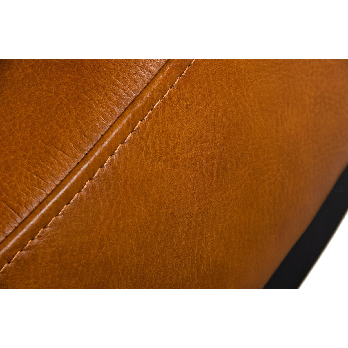 Brown Leather Round Ottoman D2970